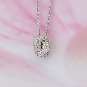 The Love Knot Gold and Diamond Pendant - White