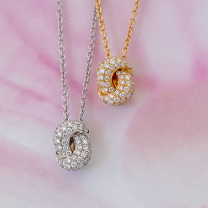 The Love Knot Gold and Diamond Pendant - White