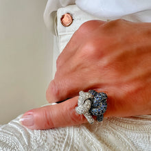 Load image into Gallery viewer, The Love Knot Ring - White Gold & Blue Sapphire