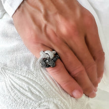 Load image into Gallery viewer, The Love Knot Ring - White Gold & Black Diamond