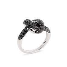 Load image into Gallery viewer, The Love Knot Ring - White Gold &amp; Black Diamond