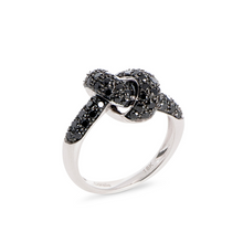 Load image into Gallery viewer, The Love Knot Ring - White Gold & Black Diamond