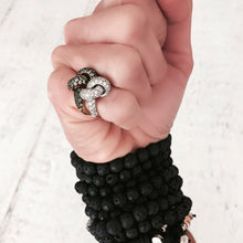 Load image into Gallery viewer, The Love Knot Ring - White Gold & Black Diamond