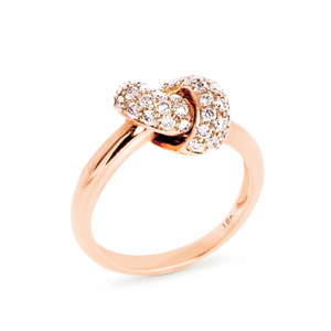 The Love Knot Ring  - Pink Gold & Diamond on Knot