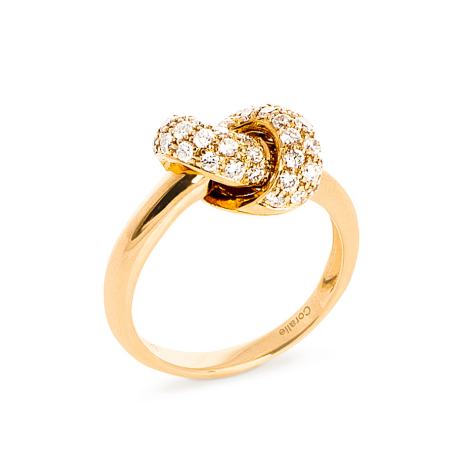 The Love Knot Ring Yellow Gold Diamond on Knot The Love Knot