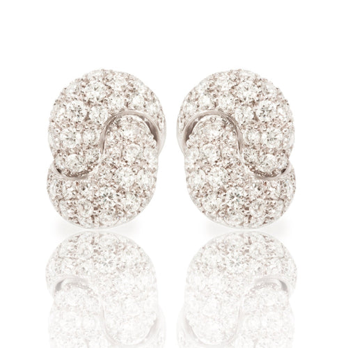 XL-Love Knot Earrings- White Gold & Diamond