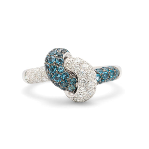 The Love Knot Ring - White Diamond & Blue Topaz