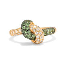 Load image into Gallery viewer, The Love Knot Ring - White Diamond &amp; Green Tsavorite