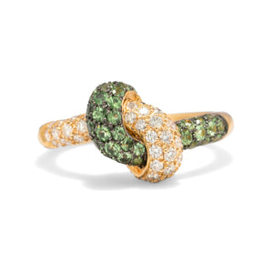 The Love Knot Ring - White Diamond & Green Tsavorite