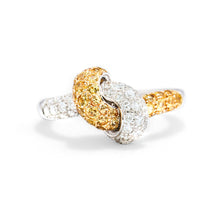 Load image into Gallery viewer, The Love Knot Ring - White Diamond &amp; Yellow Sapphire