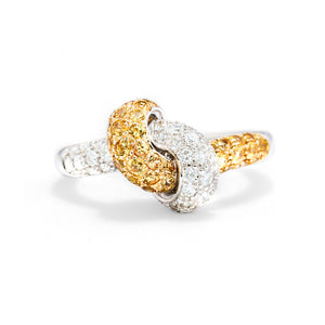 The Love Knot Ring - White Diamond & Yellow Sapphire