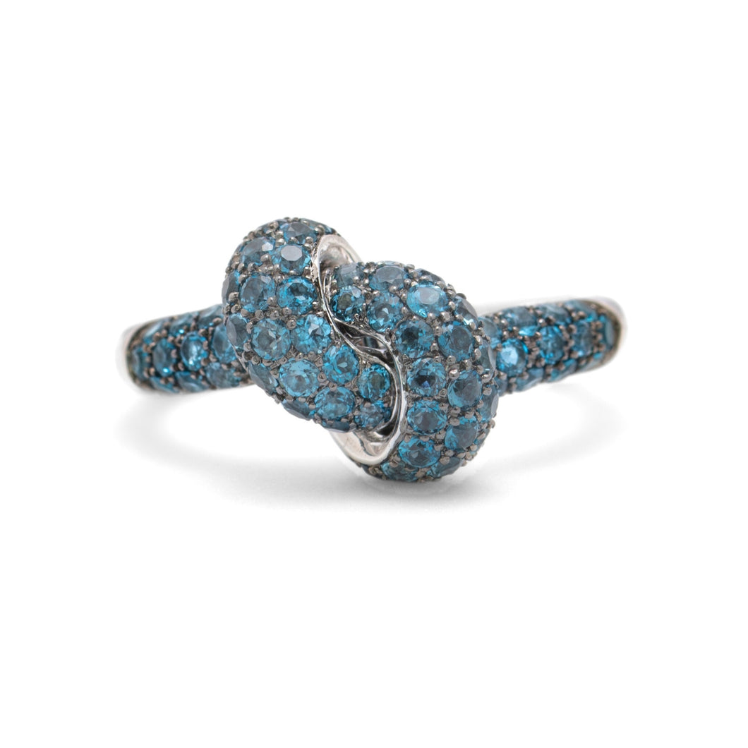 The Love Knot Ring - White Diamond & Blue Topaz