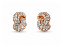 Load image into Gallery viewer, Mini Knot Earrings with Diamonds in Pink Gold