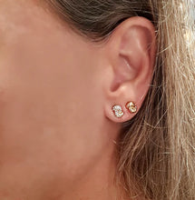Load image into Gallery viewer, Mini Knot Earrings with Diamonds in Pink Gold