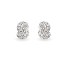 Load image into Gallery viewer, Mini Knot Earrings with Diamonds in White Gold