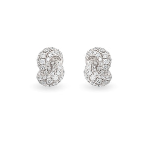 Mini Knot Earrings with Diamonds in White Gold