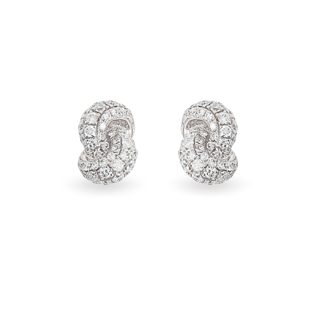 Mini Knot Earrings with Diamonds in White Gold