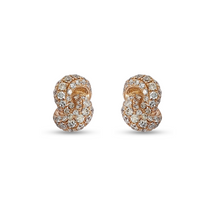 Load image into Gallery viewer, Mini Knot Earrings with Diamonds in Pink Gold