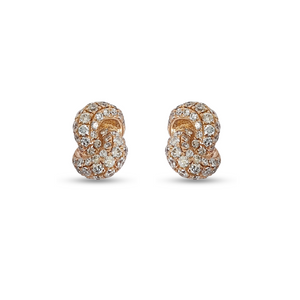 Mini Knot Earrings with Diamonds in Pink Gold