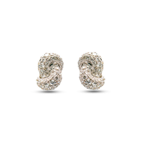Mini Knot Earrings with Diamonds in White Gold