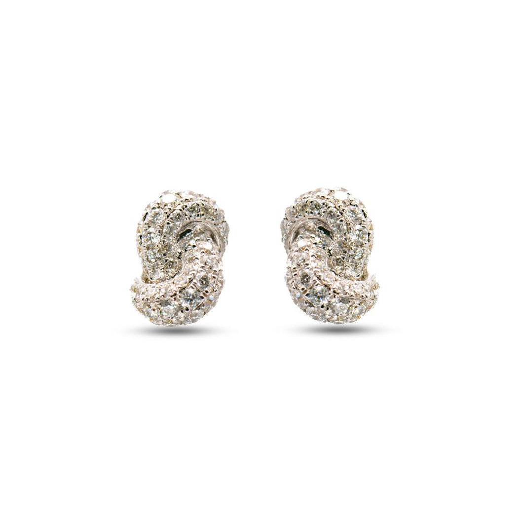Mini Knot Earrings with Diamonds in White Gold