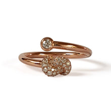 Load image into Gallery viewer, Mini Knot Ring in Pink Gold with Diamonds on Knot