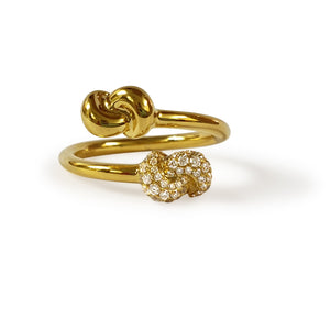 Mini Knot Ring in Yellow Gold with Double Knots
