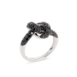 The Love Knot Ring - White Gold & Black Diamond