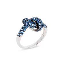 Load image into Gallery viewer, The Love Knot Ring - White Gold &amp; Blue Sapphire