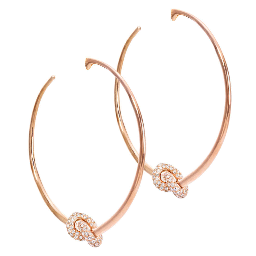 The Love Knot Hoops - Pink Gold & Diamond