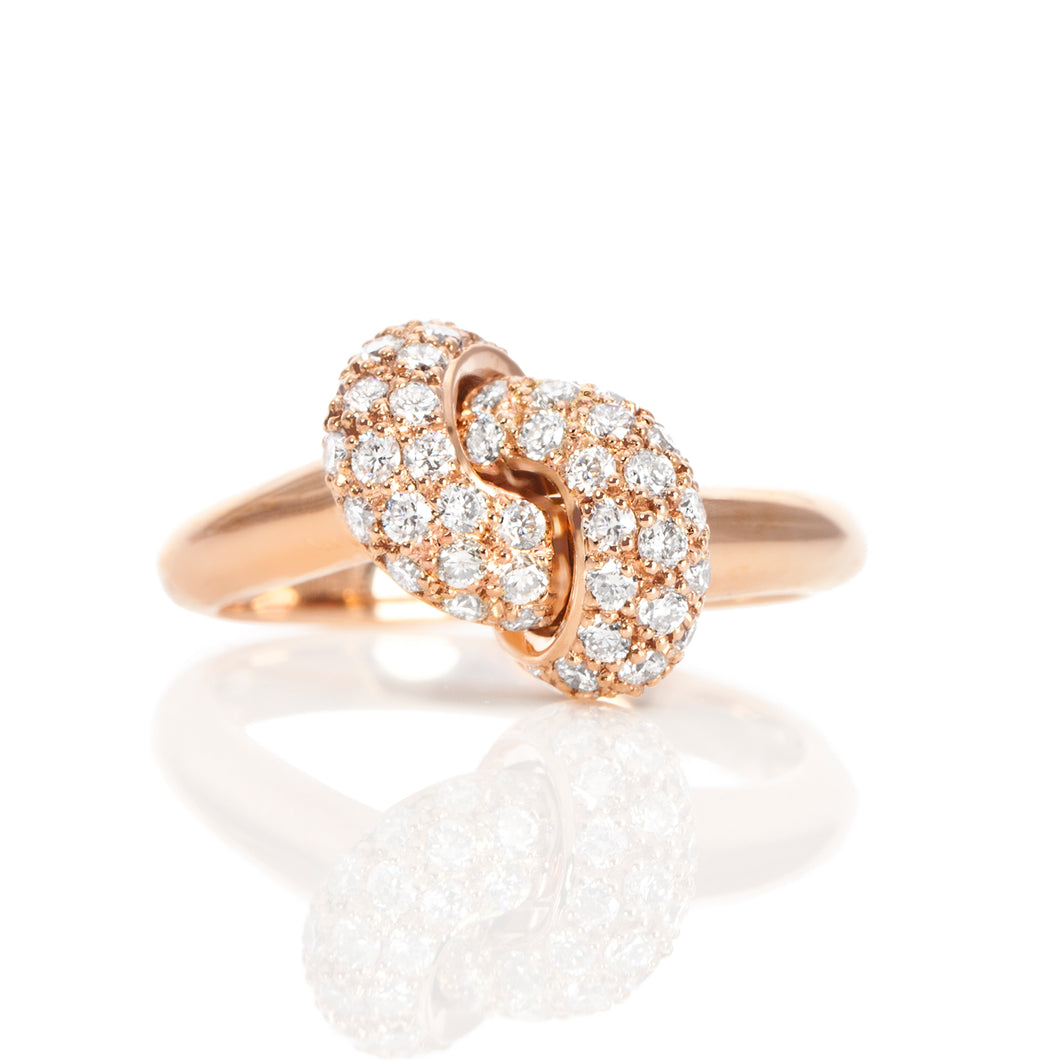 The Love Knot Ring  - Pink Gold & Diamond on Knot