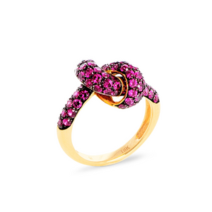 The Love Knot Ring - Yellow Gold & Ruby